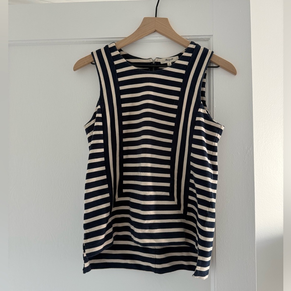 Madewell Striped Sleeveless Top - Navy and White Size M